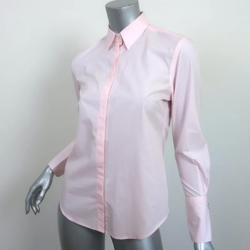 Chemise JED à boutonnage rose rayures en coton taille extra petite manches longues haut