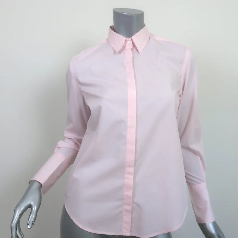 Chemise JED à boutonnage rose rayures en coton taille extra petite manches longues haut