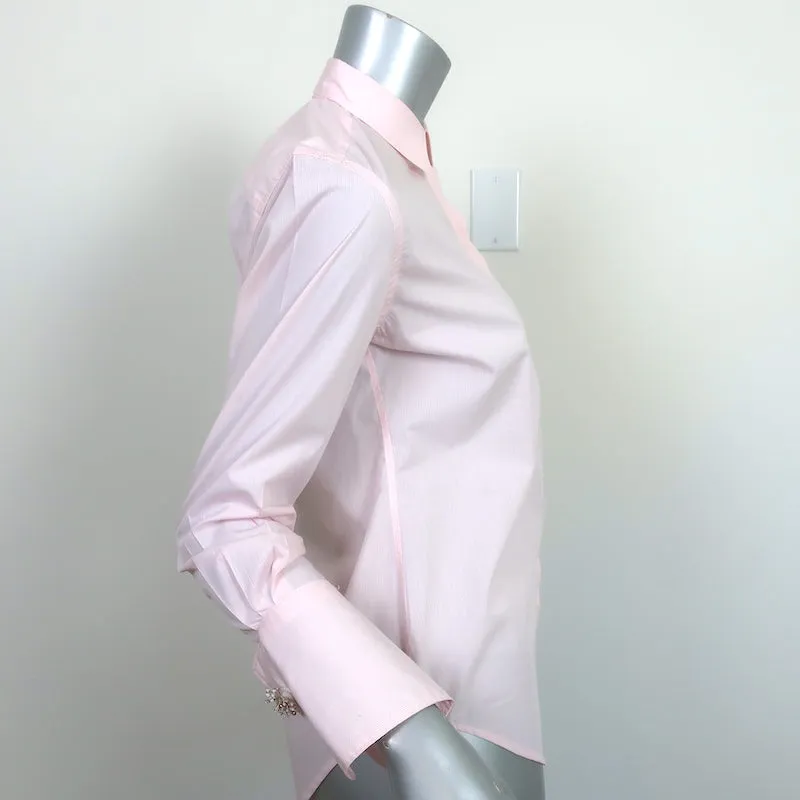 Chemise JED à boutonnage rose rayures en coton taille extra petite manches longues haut