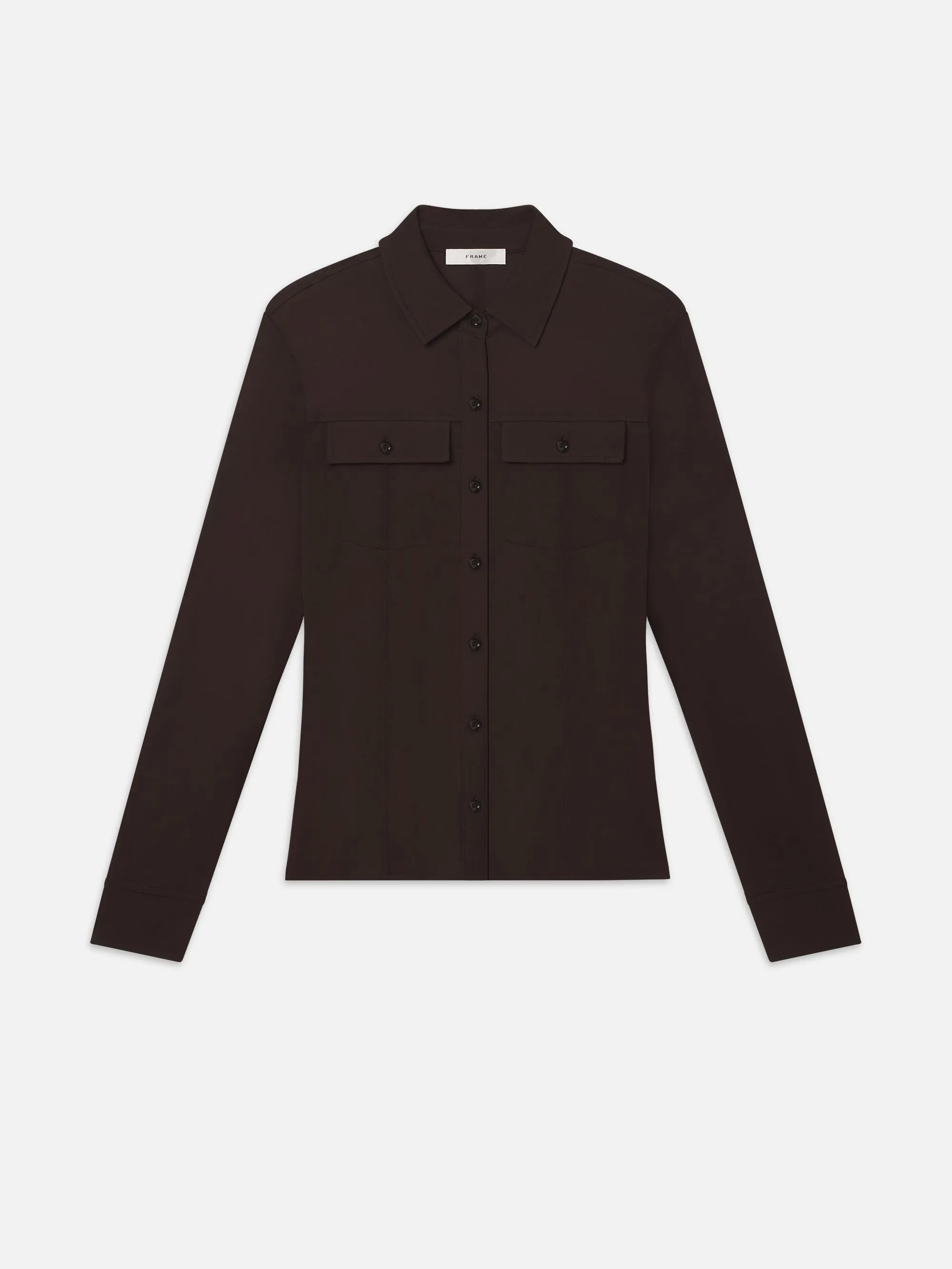 Chemise à boutons en jersey -- Marron chocolat