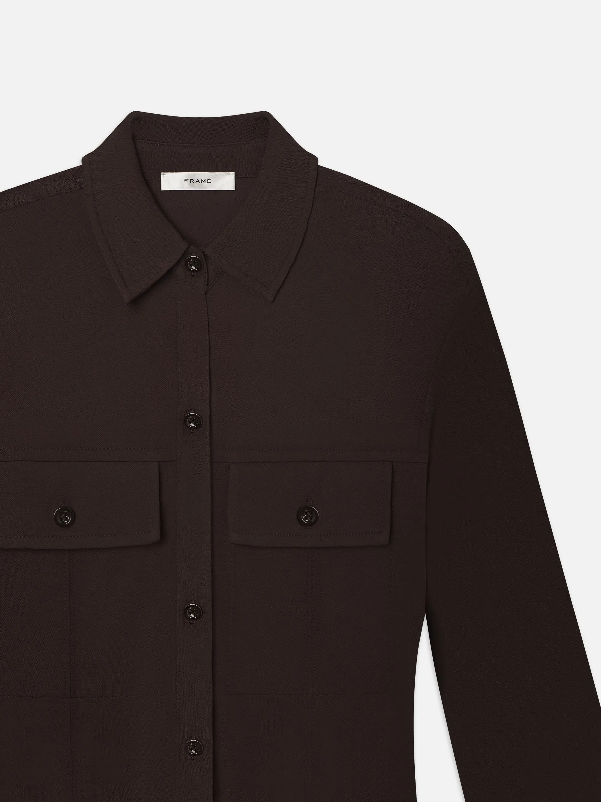 Chemise à boutons en jersey -- Marron chocolat
