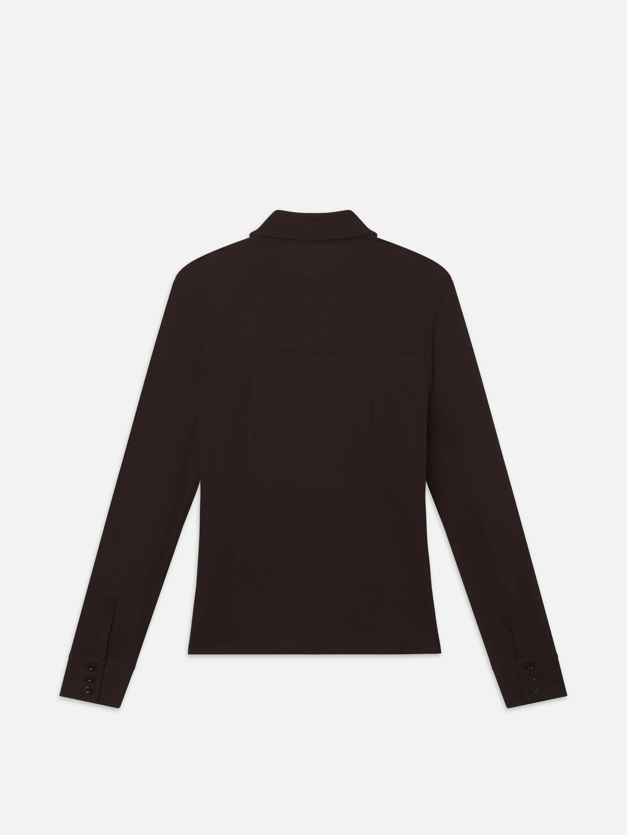 Chemise à boutons en jersey -- Marron chocolat