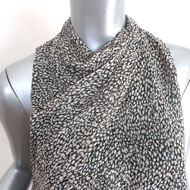 Joie Paul Haut à Col Roulé Imprimé Caviar en Soie Taille Large Blouse sans Manches NEUVE