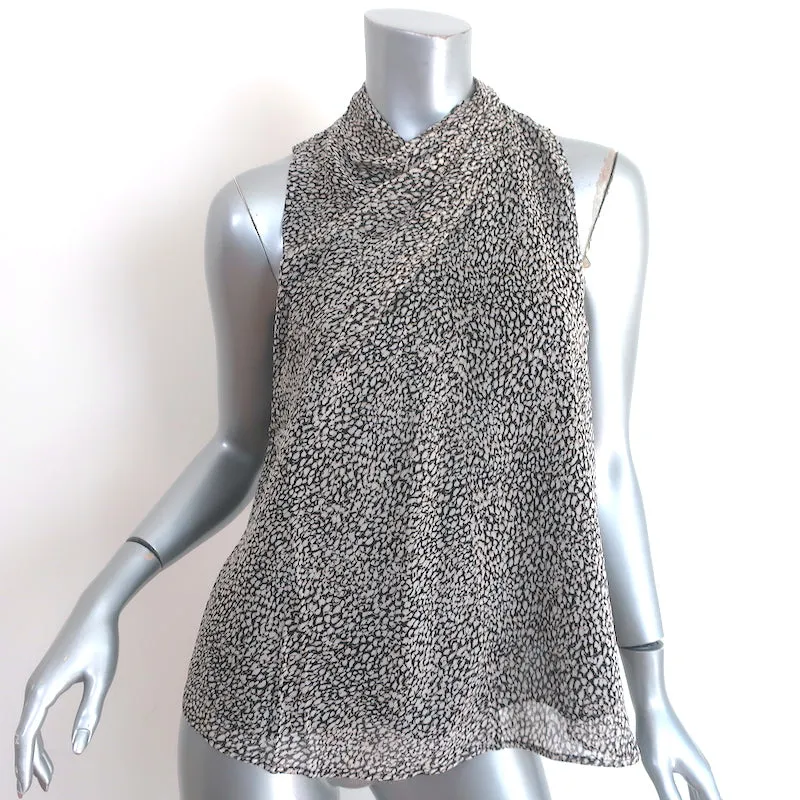 Joie Paul Haut à Col Roulé Imprimé Caviar en Soie Taille Large Blouse sans Manches NEUVE