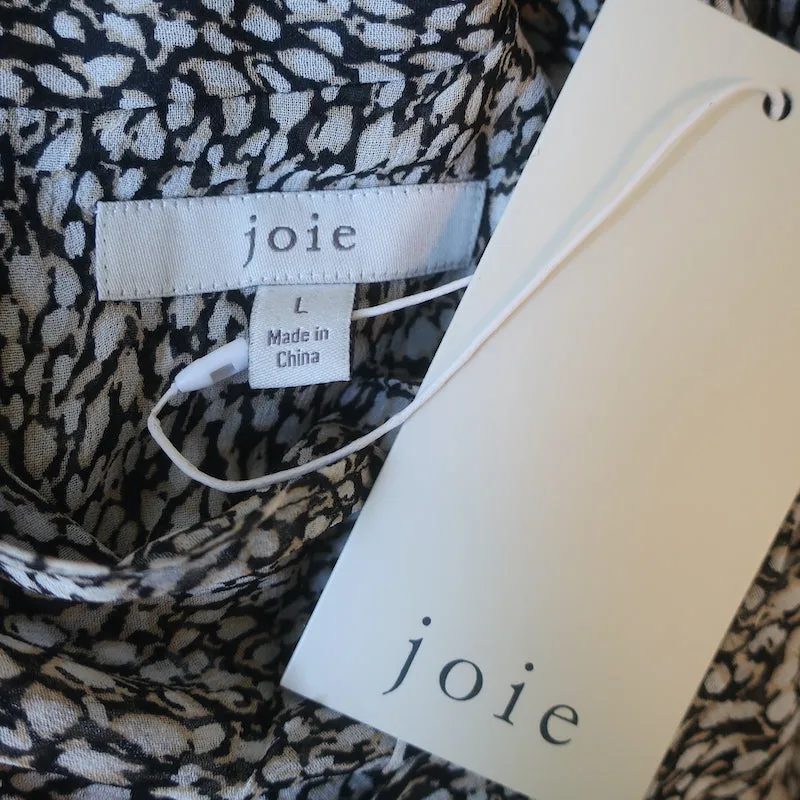 Joie Paul Haut à Col Roulé Imprimé Caviar en Soie Taille Large Blouse sans Manches NEUVE