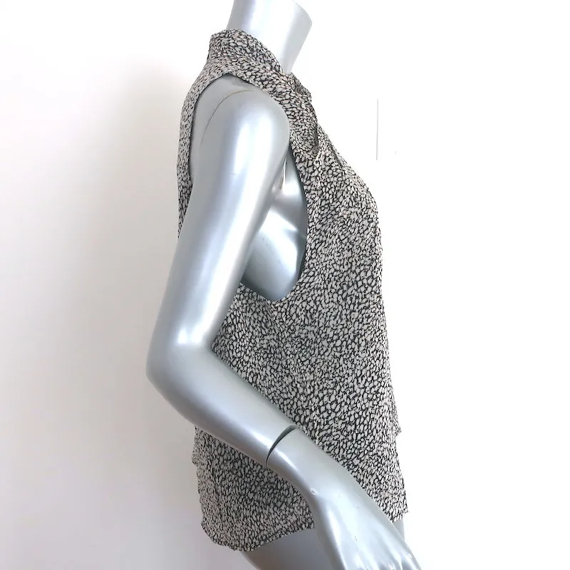Joie Paul Haut à Col Roulé Imprimé Caviar en Soie Taille Large Blouse sans Manches NEUVE