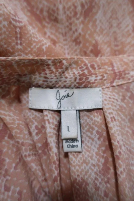 Haut sans manches Joie Aruna en soie imprimé peau de serpent rose Taille L