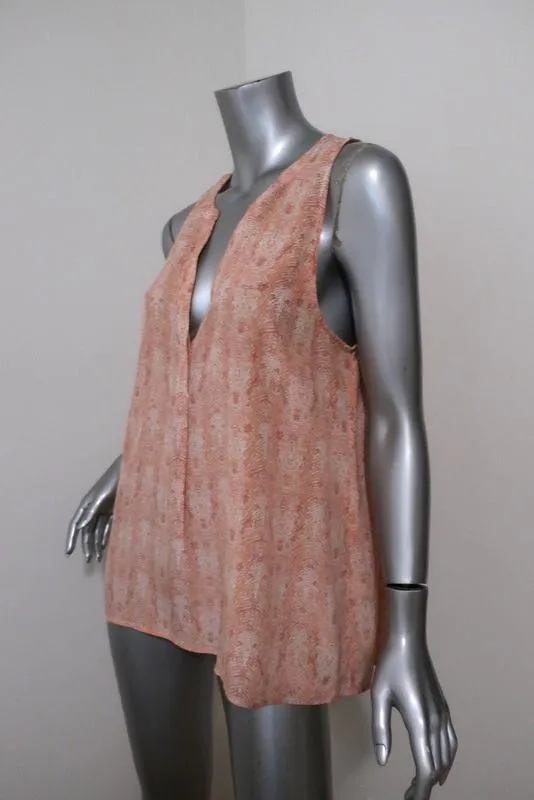 Haut sans manches Joie Aruna en soie imprimé peau de serpent rose Taille L