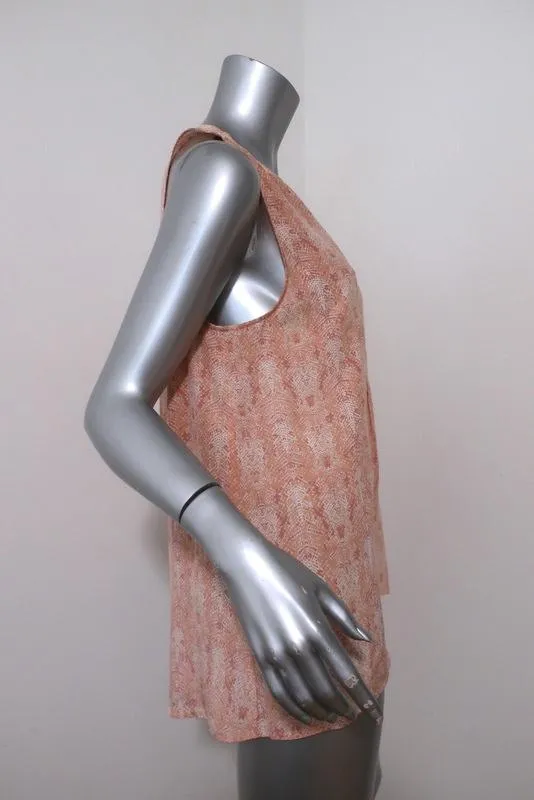Haut sans manches Joie Aruna en soie imprimé peau de serpent rose Taille L