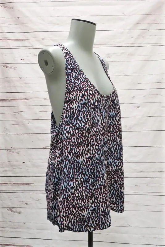 Joie Débardeur Drew B Imprimé Léopard Électrique Soie Taille Large Blouse Dos Nu