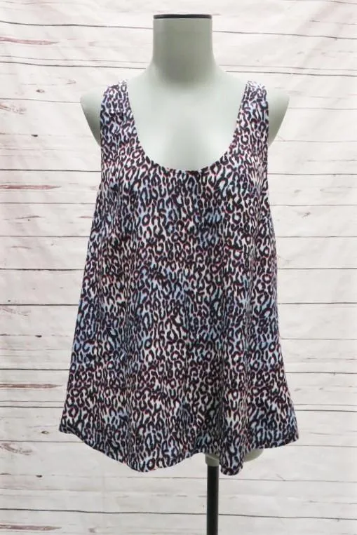 Joie Débardeur Drew B Imprimé Léopard Électrique Soie Taille Large Blouse Dos Nu