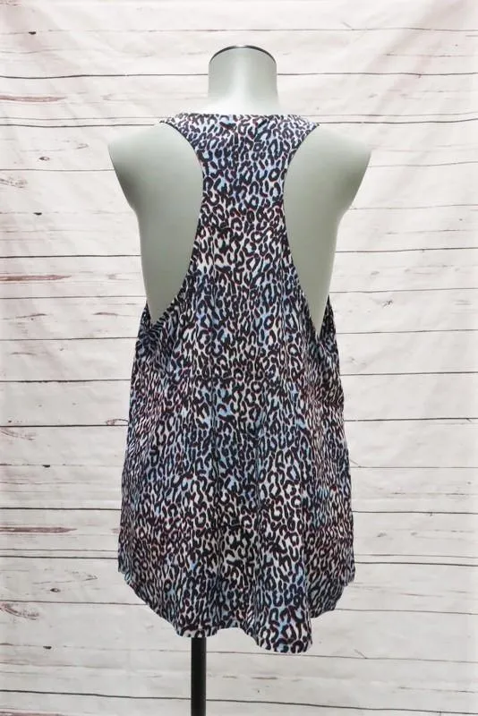 Joie Débardeur Drew B Imprimé Léopard Électrique Soie Taille Large Blouse Dos Nu