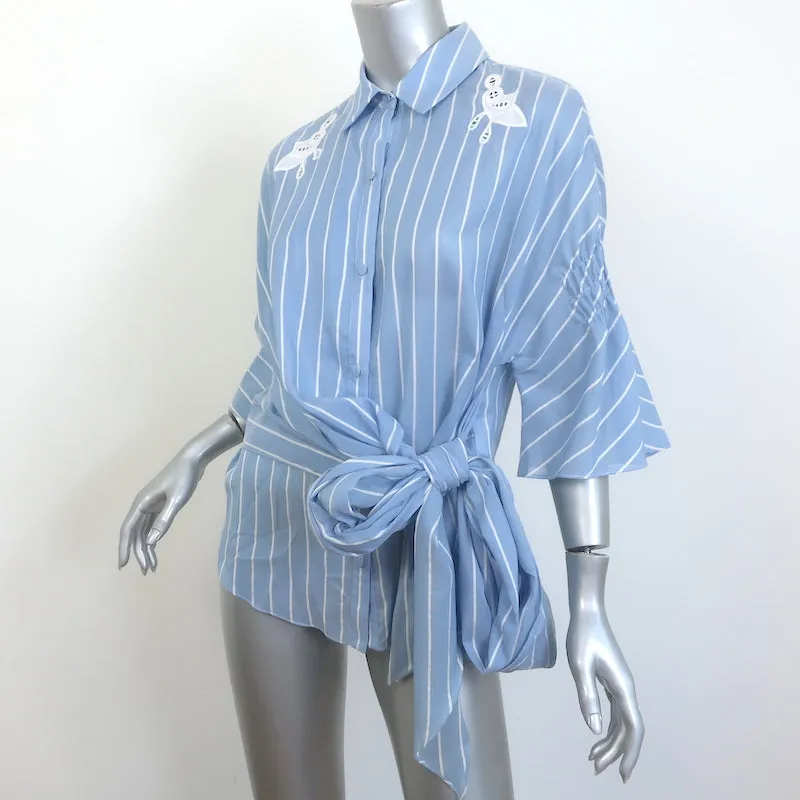 Jonathan Simkhai Haut enveloppé brodé Broderie Anglaise - Rayé bleu Taille L