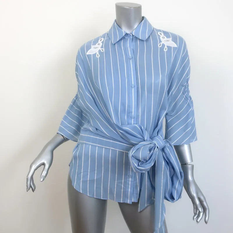 Jonathan Simkhai Haut enveloppé brodé Broderie Anglaise - Rayé bleu Taille L