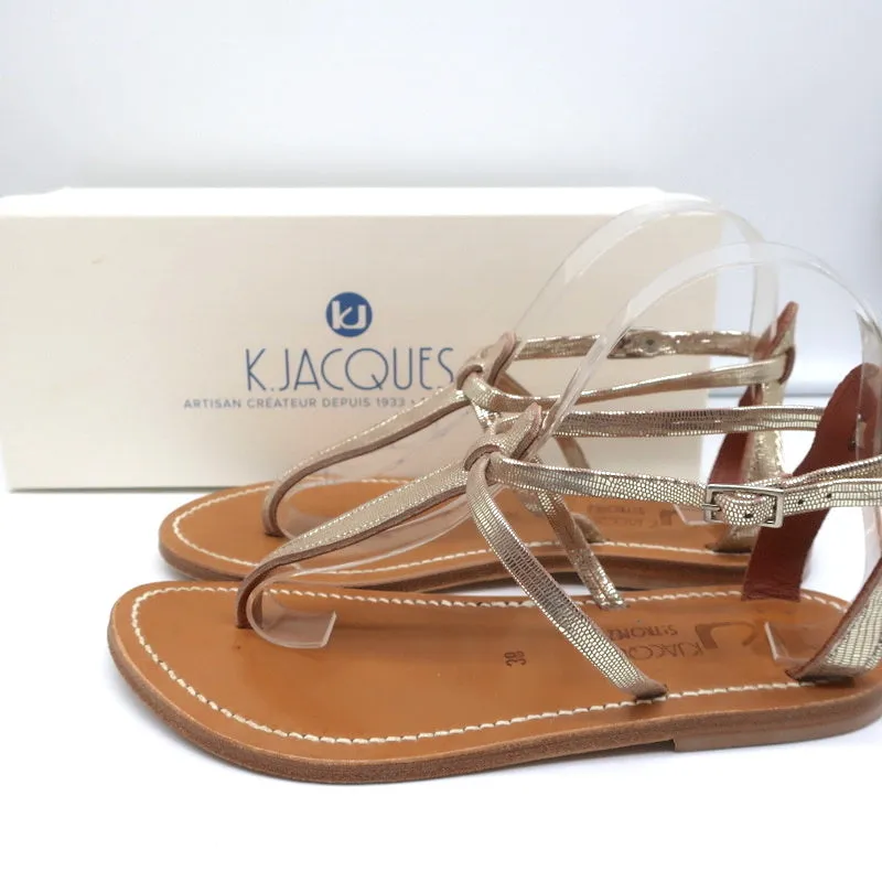 Sandales à bride T K.Jacques Buffon en cuir platine disco taille 38