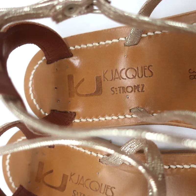 Sandales à bride T K.Jacques Buffon en cuir platine disco taille 38