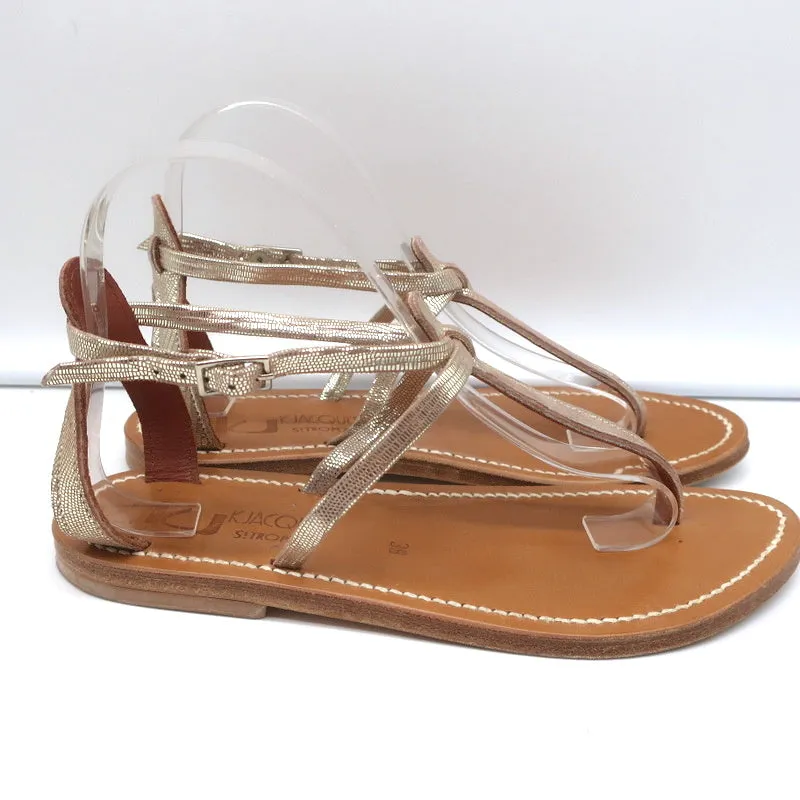 Sandales à bride T K.Jacques Buffon en cuir platine disco taille 38