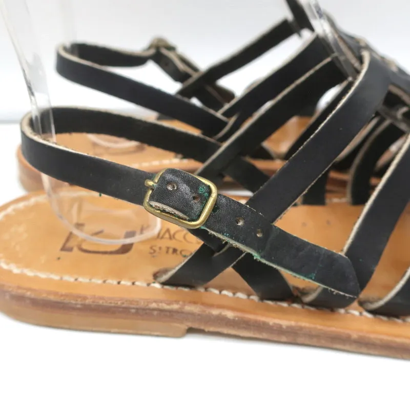 Sandales à lanières K.Jacques Homère en cuir noir taille 38
