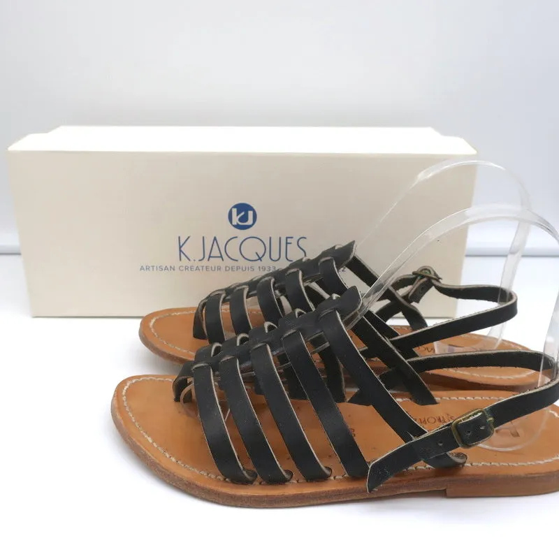 Sandales à lanières K.Jacques Homère en cuir noir taille 38