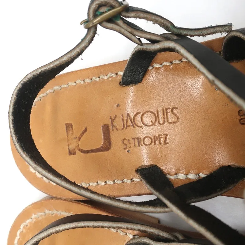 Sandales à lanières K.Jacques Homère en cuir noir taille 38