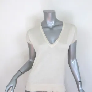 Knott Short Sleeve V-Neck Top Cream Silk Jersey Size 1