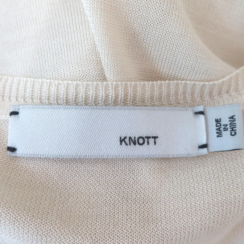 Haut à encolure en V manches courtes Knott en jersey de soie crème taille 1