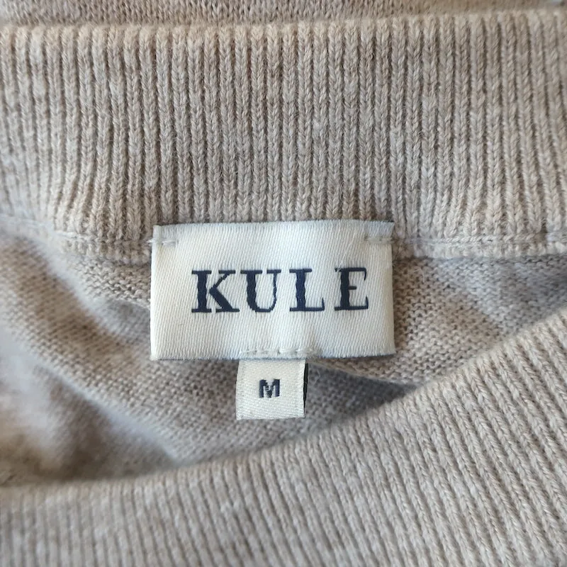 KULE T-shirt en maille taupe à motifs palmiers Keanu, manches courtes, taille moyenne
