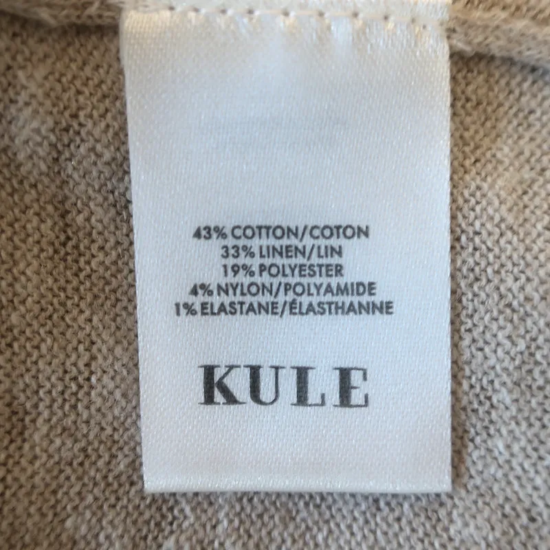 KULE T-shirt en maille taupe à motifs palmiers Keanu, manches courtes, taille moyenne