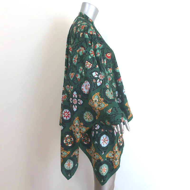 La DoubleJ Foulard Chemise Verte en Soie Sergée Imprimée Taille Petite Blouse Oversize