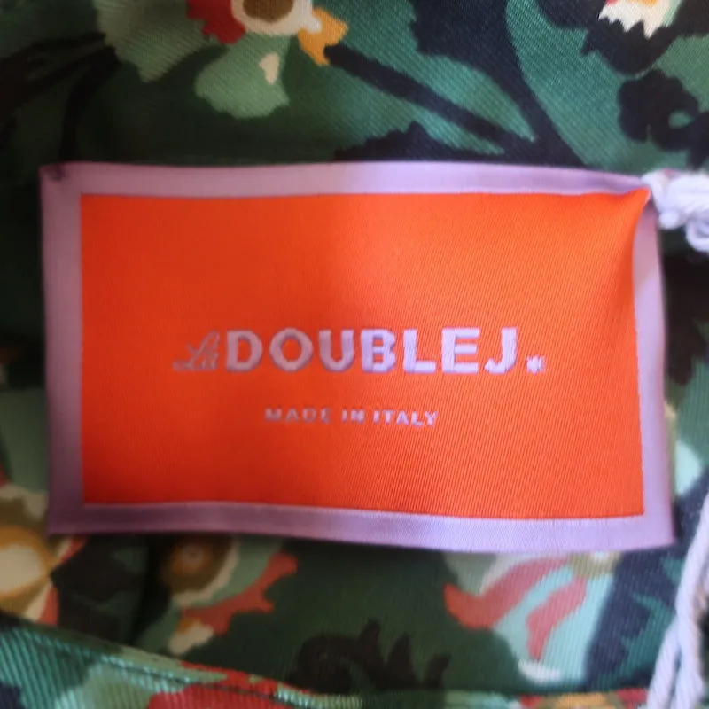 La DoubleJ Foulard Chemise Verte en Soie Sergée Imprimée Taille Petite Blouse Oversize