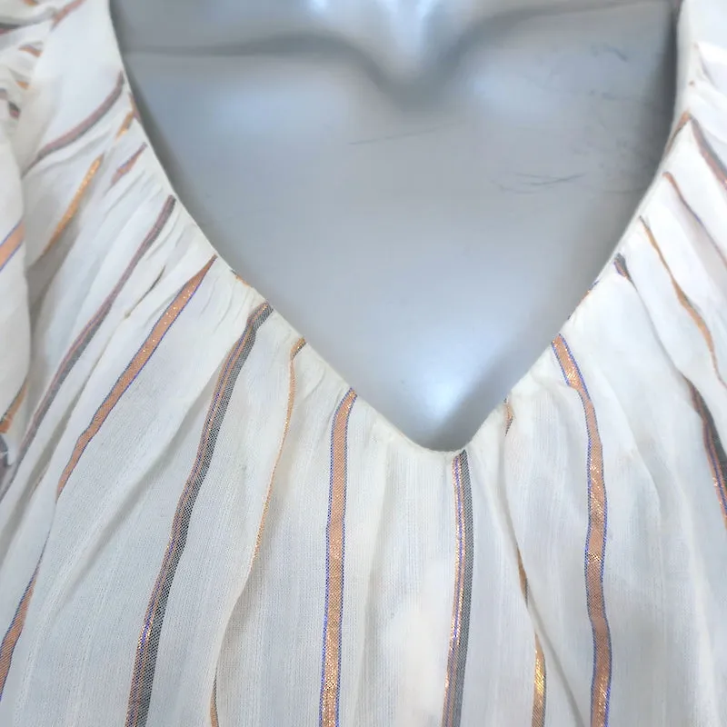 La Vie Rebecca Taylor Haut à manches papillons en coton à rayures lurex Taille Très Petite