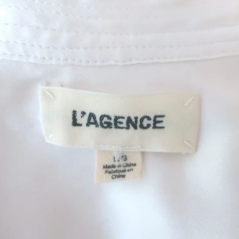 Blouse Bianca en Soie Charmeuse Crème Taille Large à Manches Longues