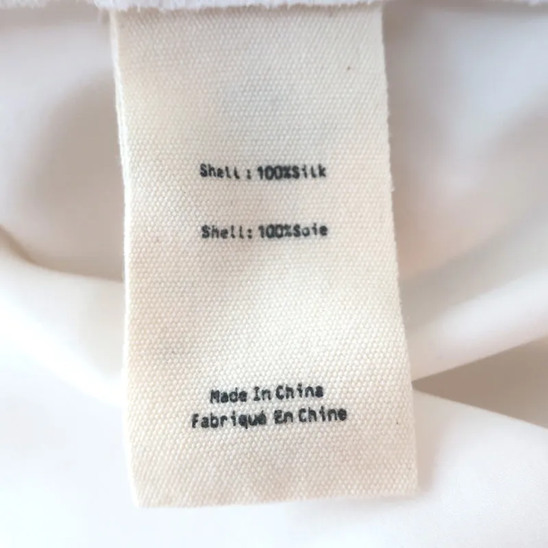 Blouse Bianca en Soie Charmeuse Crème Taille Large à Manches Longues