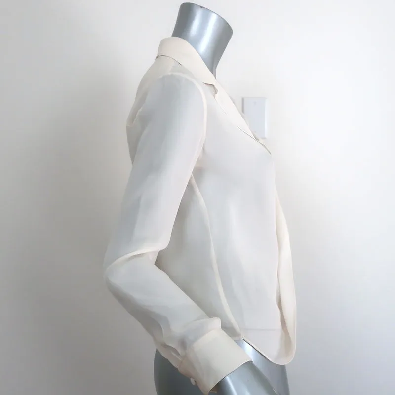 Agence Blouse Drapée Rita Soie Crème Taille Extra Extra Petit Haut à Manches Longues