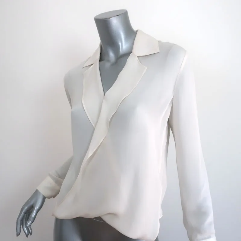 Agence Blouse Drapée Rita Soie Crème Taille Extra Extra Petit Haut à Manches Longues