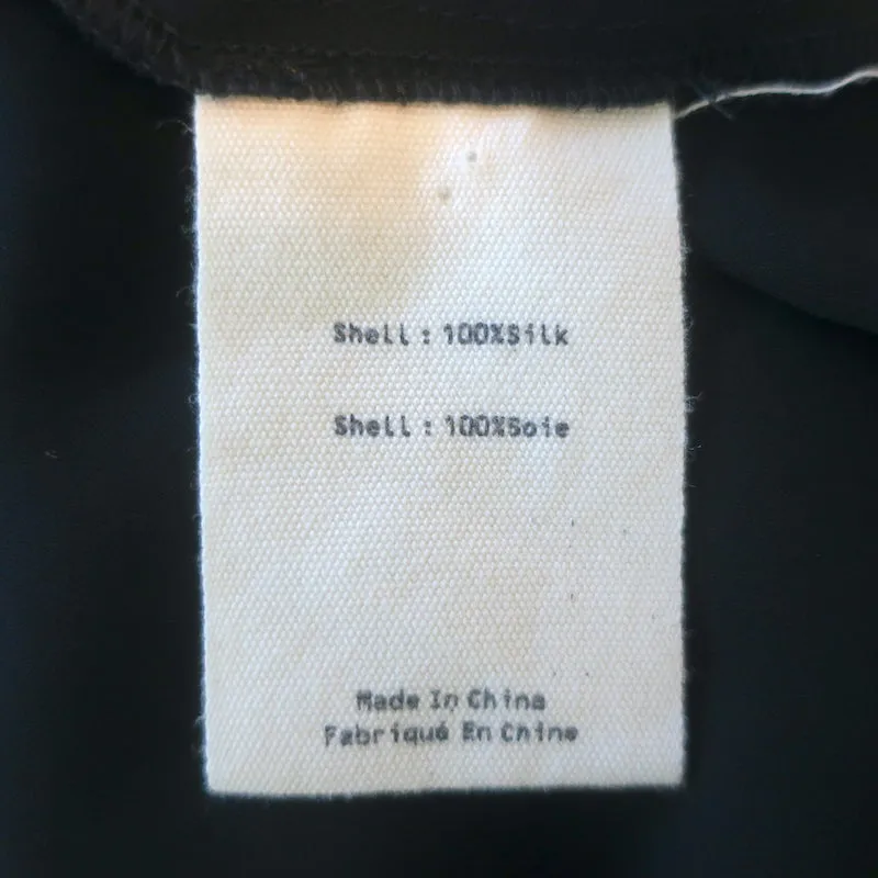 L'Agence Blouse à Volants Effilochés Noir Soie Taille Petite Haut à Boutons Sans Manches
