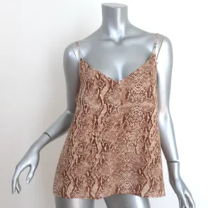 L'Agence Jane Cami Brown Snake Print Silk Size Large V-Neck Tank Top NEW