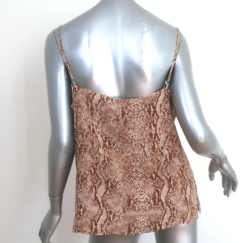 Agence Jane Cami Brown Haut en soie imprimé serpent Taille Large Décolleté en V NEUF
