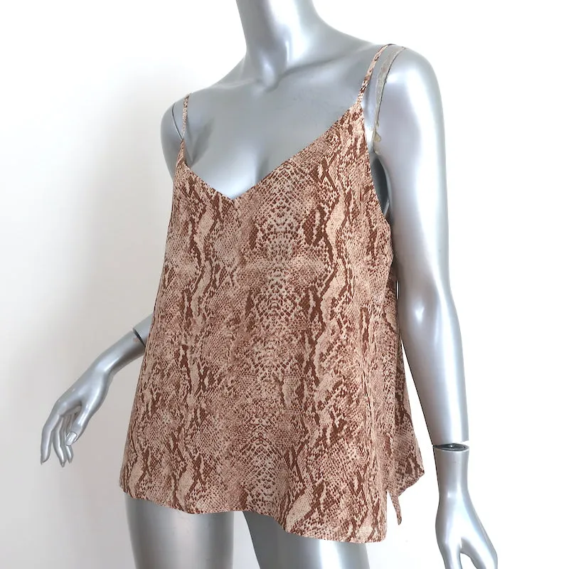 Agence Jane Cami Brown Haut en soie imprimé serpent Taille Large Décolleté en V NEUF