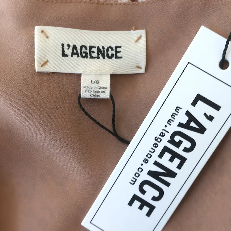 Agence Jane Cami Brown Haut en soie imprimé serpent Taille Large Décolleté en V NEUF