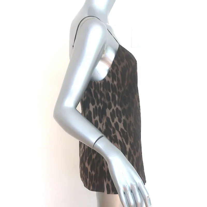 L'Agence Jane Camisole en Soie à Imprimé Léopard Taille Petite Haut à Bretelles en V
