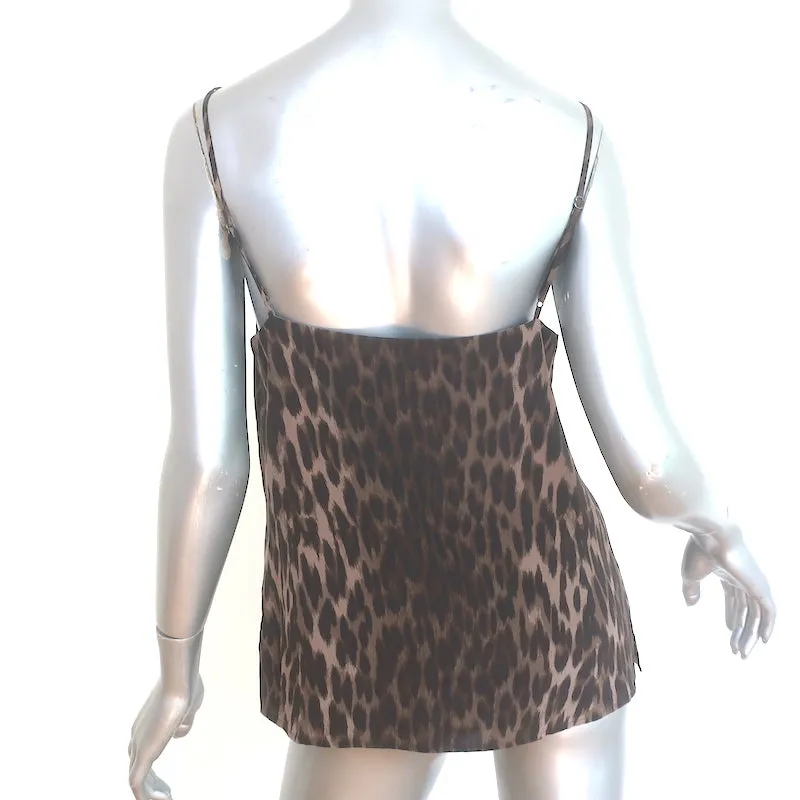 L'Agence Jane Camisole en Soie à Imprimé Léopard Taille Petite Haut à Bretelles en V