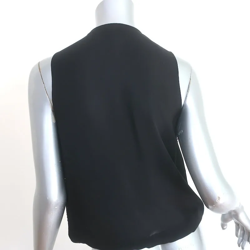 Haut drapé orné de strass en soie noire taille Extra Small