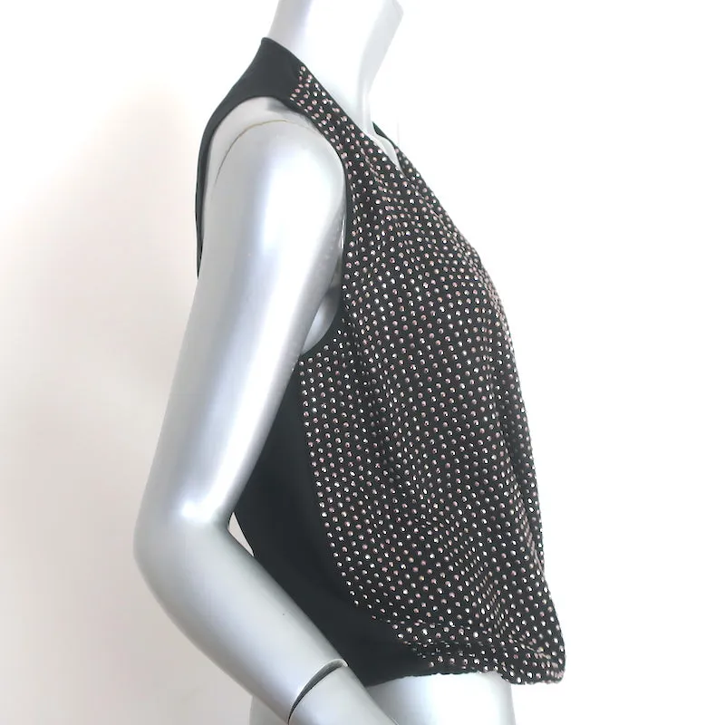 Haut drapé orné de strass en soie noire taille Extra Small