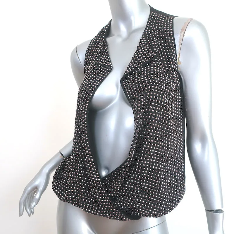 Haut drapé orné de strass en soie noire taille Extra Small
