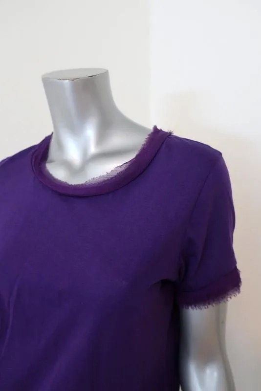 Tee Lanvin en jersey de coton avec garniture en mousseline violette - Taille Small - Haut à manches courtes