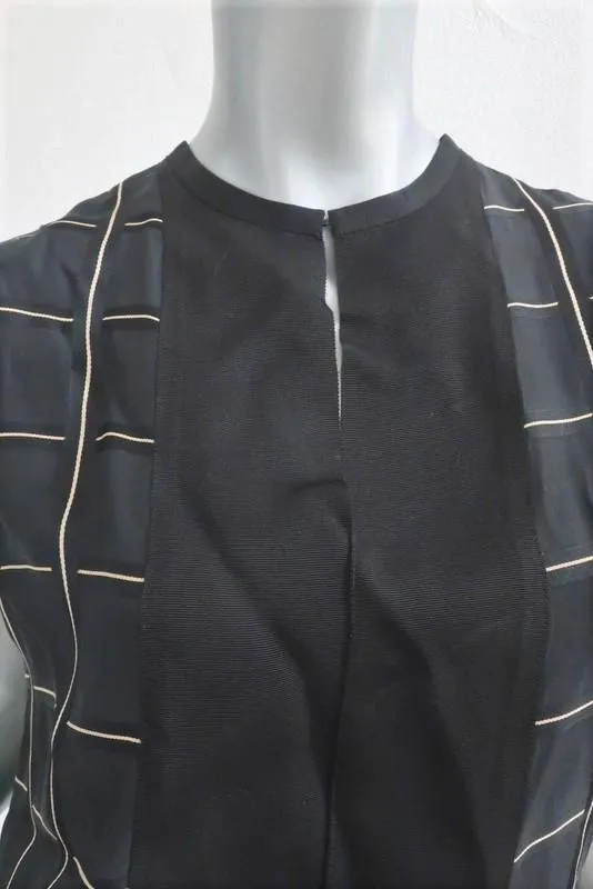 Blouse Lanvin Top Noire à Carreaux en Viscose Taille 38 sans Manches