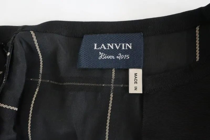 Blouse Lanvin Top Noire à Carreaux en Viscose Taille 38 sans Manches