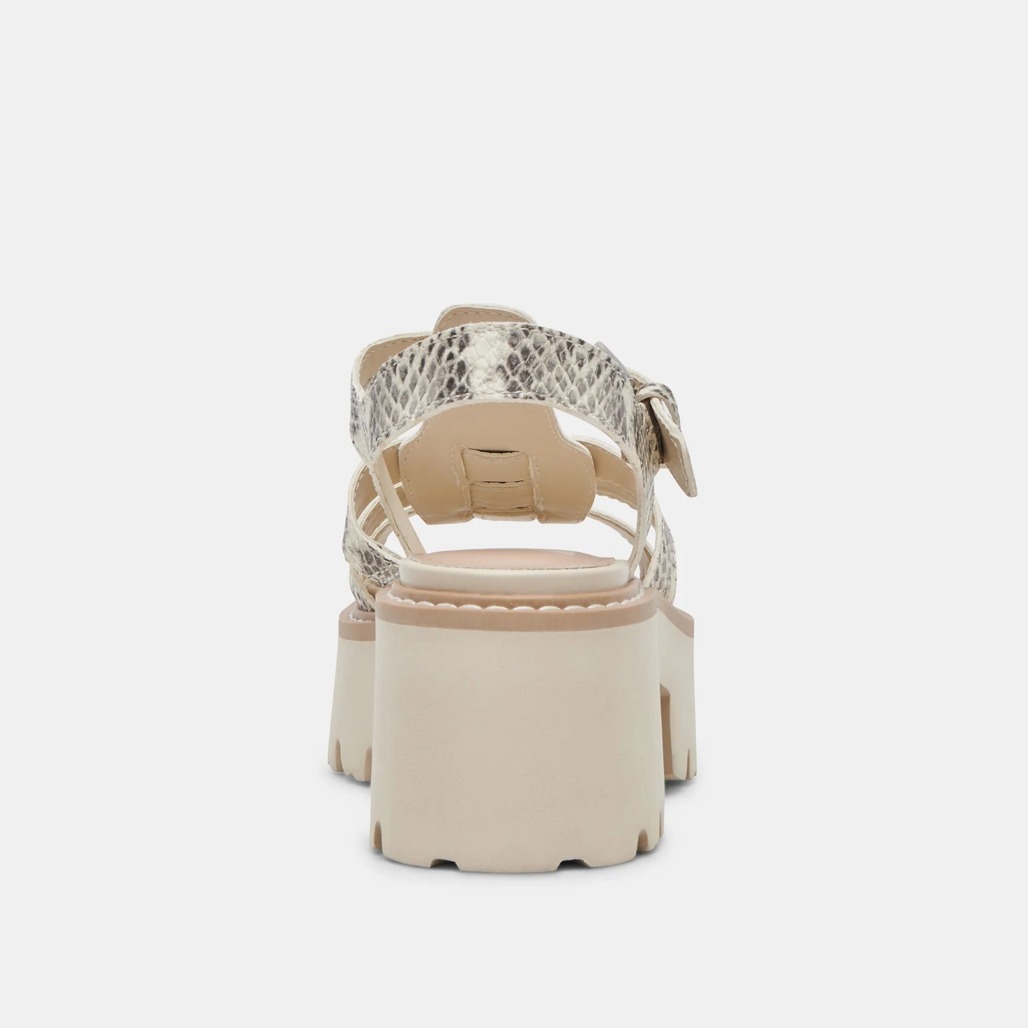 SANDALES LATICE GRIS BLANC CUIR EMBOSSE