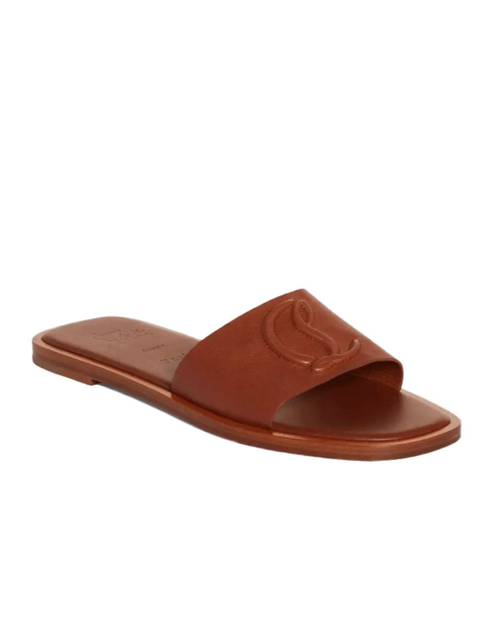Sandales en cuir à semelle rouge avec logo en Cuoio